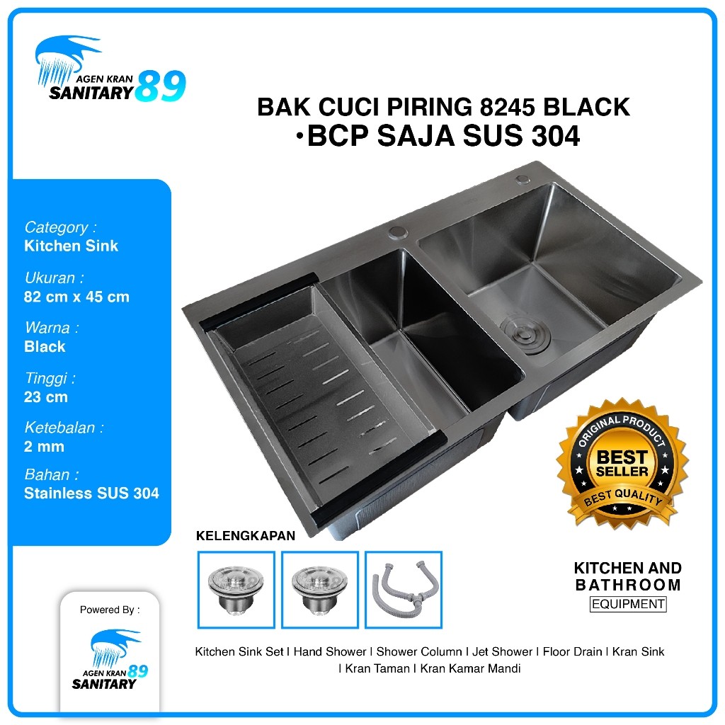 NEW PRODUK WASTAFEL CUCI PIRING/WASTAFEL CUCI PIRING STAINLESS/BAK CUCI PIRING 8245 BLACK/BAK CUCI P