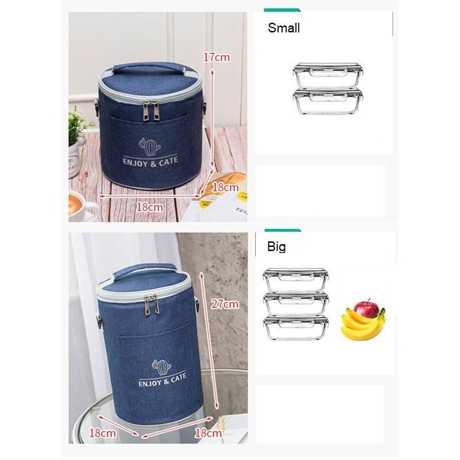 Tas Kotak Bekal Rantang 3 Susun Model Bulat Tas Bekal Lauch Bag - BESAR