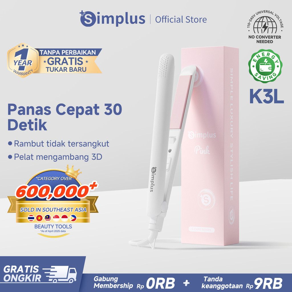 Simplus Catokan Pelurus & Pengeriting Rambut 2-in-1 Mini Desain Portabel