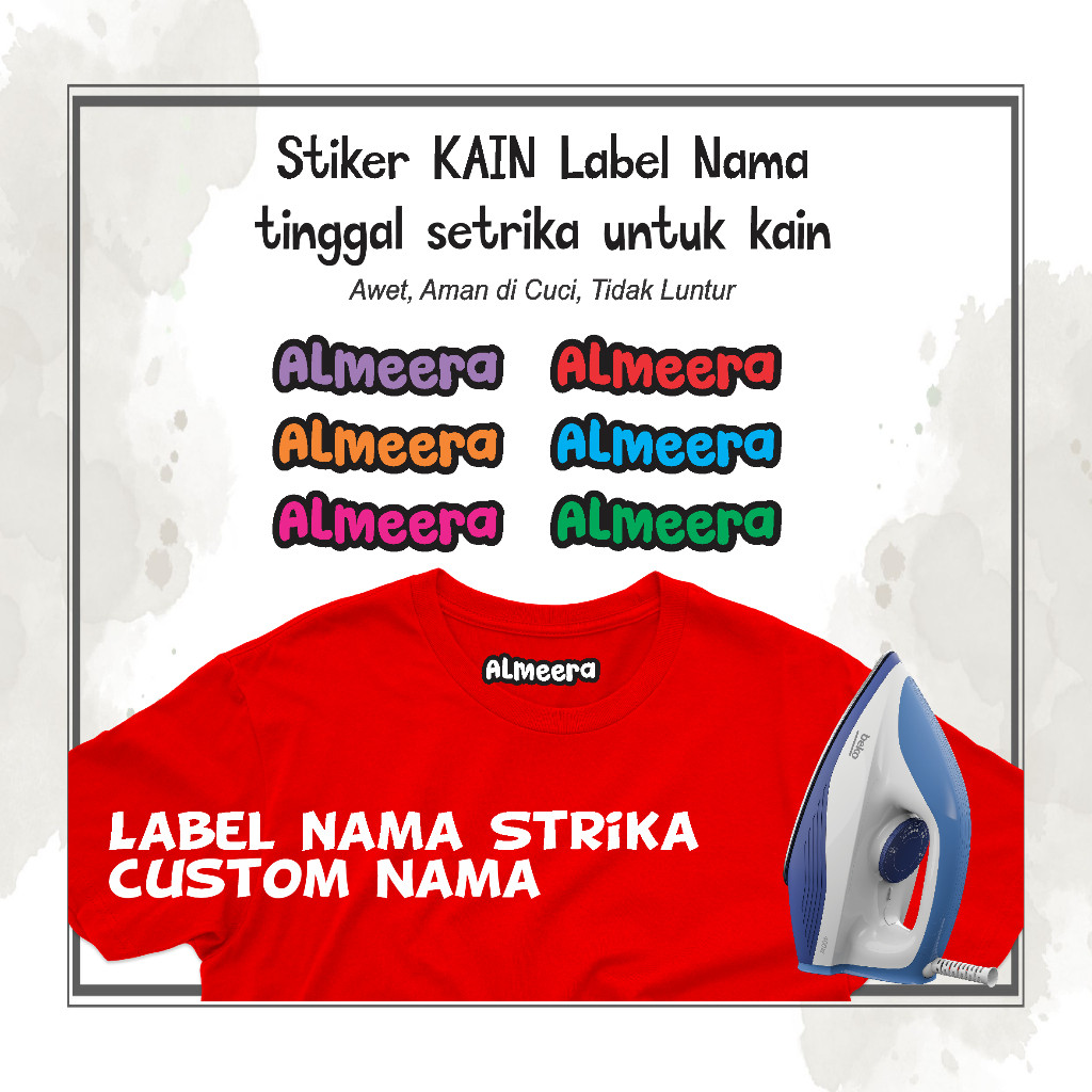 

Stiker Kain Custom . Stiker Label Nama Kain Baju Anak Sablon Setrika sticker aesthetic custom