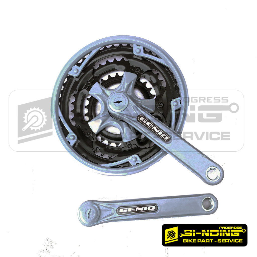 Gear Gir Crank Set 3 Susun Speed 48T GENIO As Besar Sepeda Gunung MTB Federal Silver 28 - 38 - 48 T