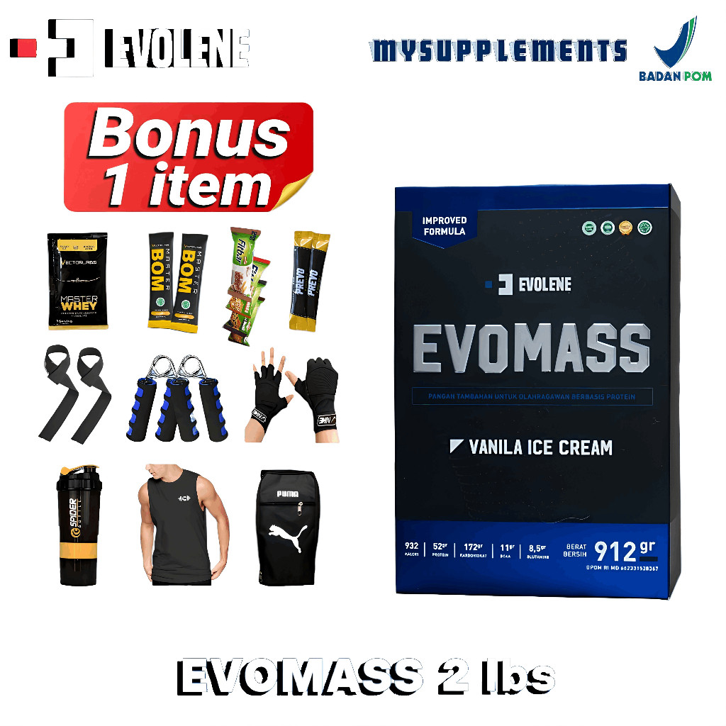 Evolene Evomass Susu Gainer 2 lbs Susu Protein Penambah Berat Badan