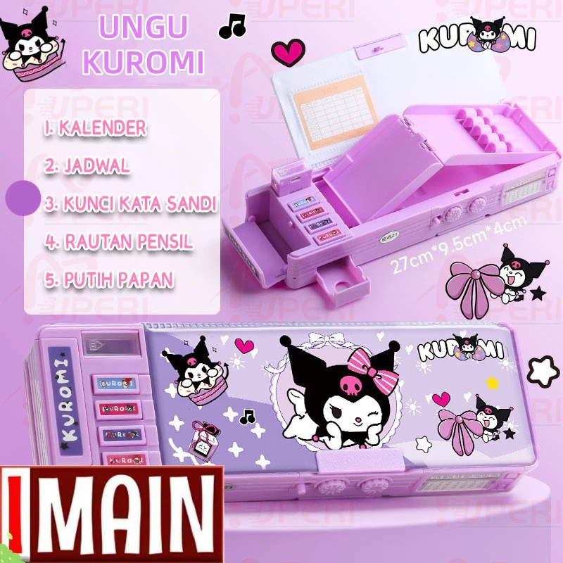 

【】NEW Tempat pensil Kuromi Kotak Alat Tulis Multifungsi Kunci Kode Kotak Pensil Passward Sanrio Dua Sisi Bernilai Tinggi Kapasitas Kotak Pensil Serbaguna Tempat Kotak Pensil Mekanik Multifungsi