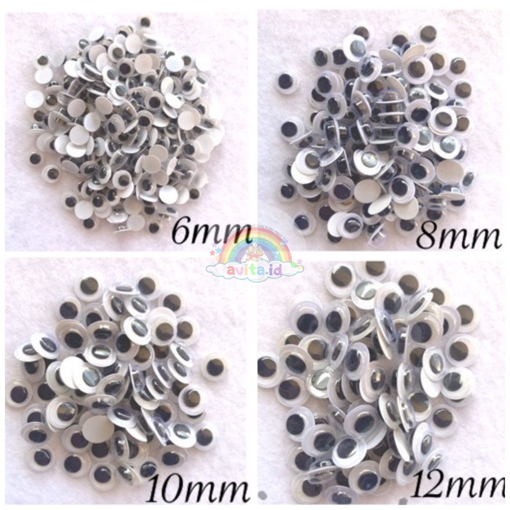 Mata Boneka (100PCS) 6mm,8mm,10mm,12mm / Mainan Edukatif Mata Boneka / Mata Untuk Boneka Murah