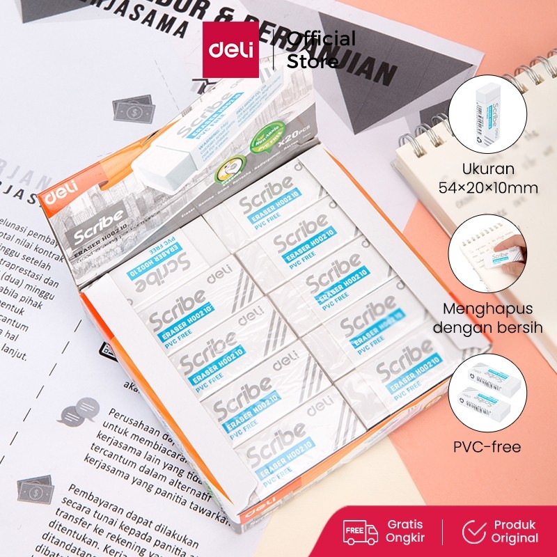 

Deli Penghapus Eraser Scribe 40 22 12mm Bersih Clean Putih White EH00310