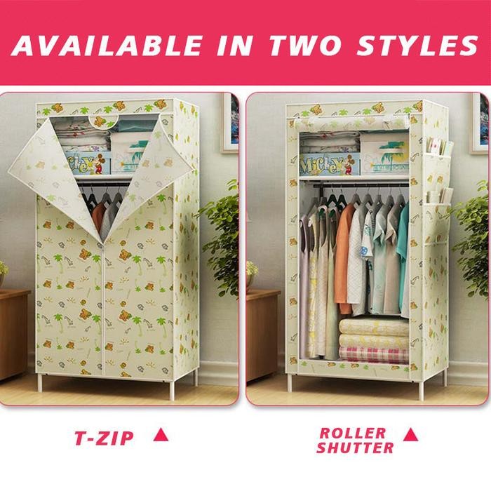 Lemari Baju Aesthetic 70NT Lemari Portable Pakaian Lemari Kain Resleting Lemari Pakaian Plastik - GY