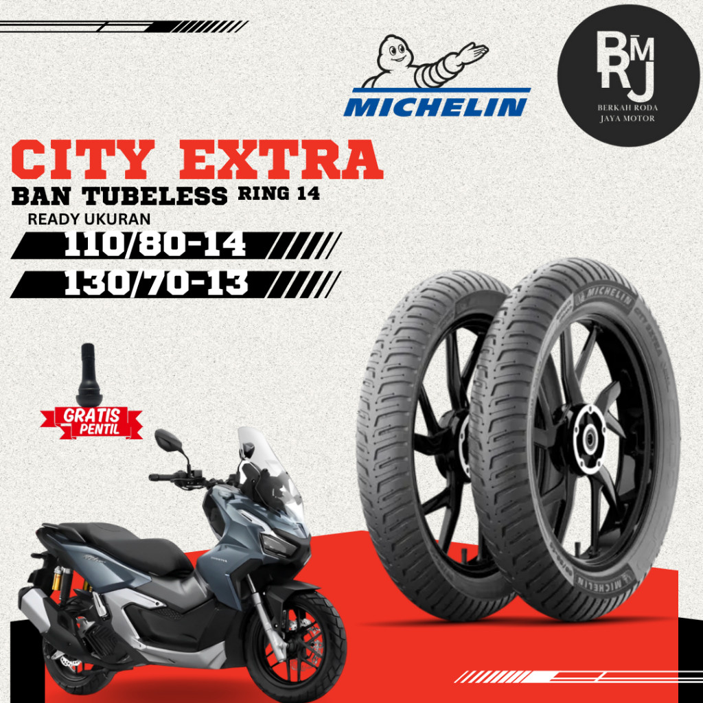 SEPASANG BAN MOTOR ADV 160 MICHELIN CITY EXTRA DEPAN BELAKANG TUBELESS PCX 160