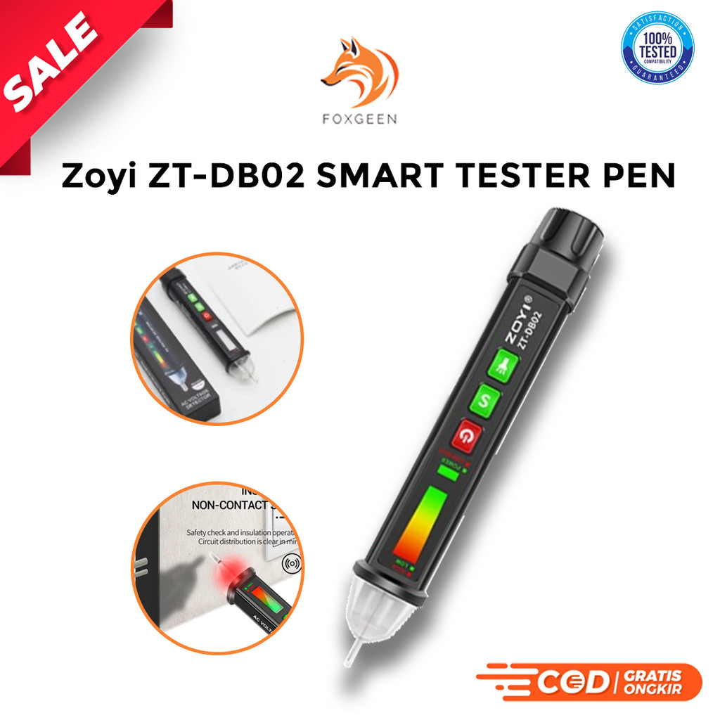 Zoyi ZT-DB02 Tespen Non Contact 12V-1000V Akurat Sensitif Kualitas Premium