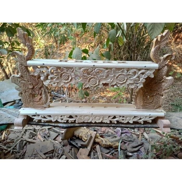 jagrak keris isi 5 naga kembar risplang bunga kayu jati jagrak besar sangga 2 naga 3d termurah KF343