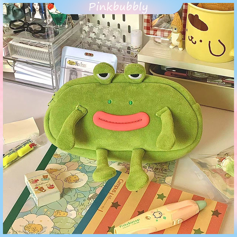 

Pinkbubbly.【Ready】Tas pensil mewah Kotak Pena Mulut Sosis tas pensil hijau tas pensil pelajar tas pensil lucu