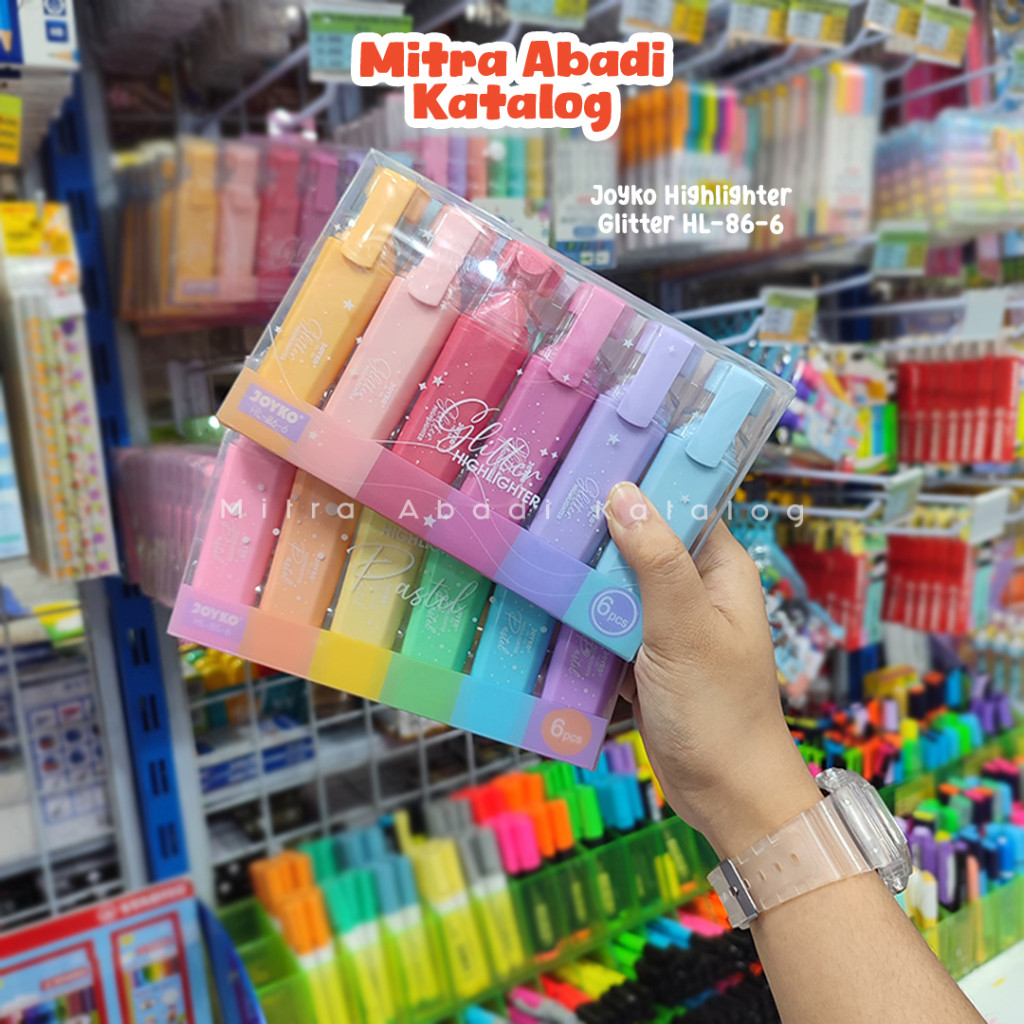 

(6 PCS) HIGHLIGHTER GLITTER JOYKO HL-86-6 / PENANDA WARNA STABILO ISI 6 / STABILO GLITER JOYKO