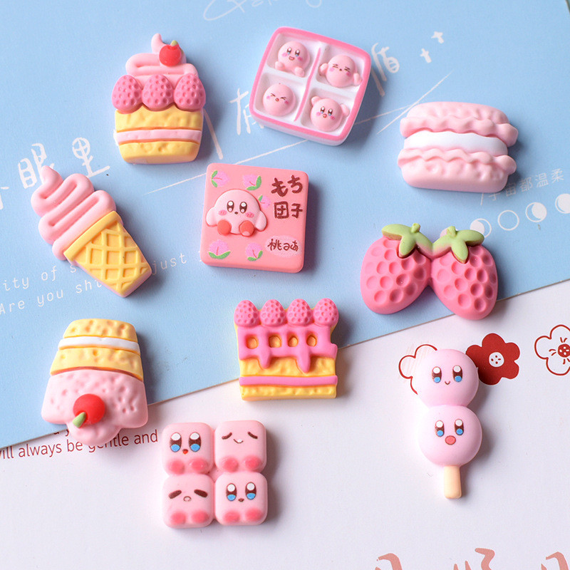 

10 Pcs New Lovely Mini Kawaii Cartoon Pink Cake Series Resin Scrapbook Diy Jewellery Hairpin Accessories Decorate Craft
