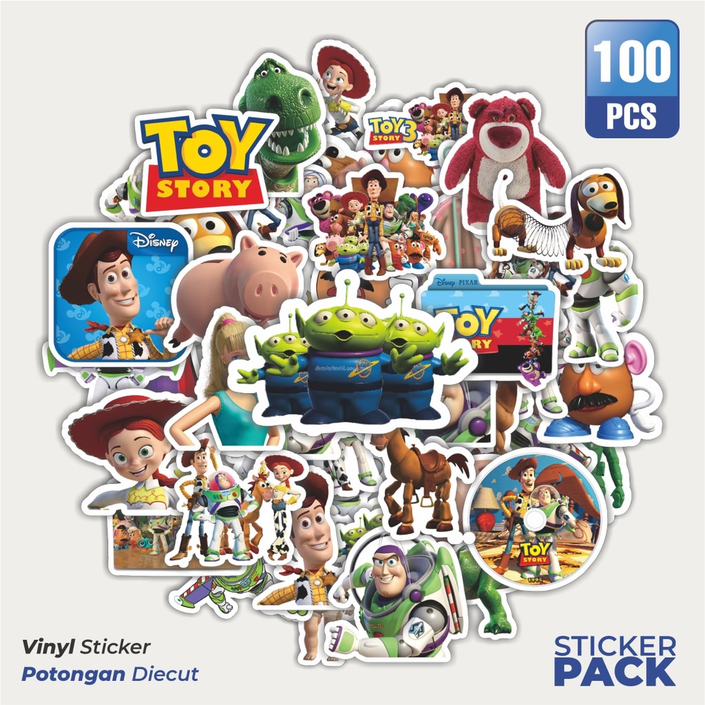 

Super Hemat! 100 PCS Stiker Disney Series Toy Story Character Mix Waterproof Aesthetic- Untuk Laptop, Motor, dan Helm - Paper Stationery Pack