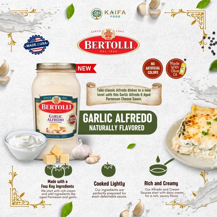 

[Best Seller] Bertolli Pasta Sauce - Saus Pasta Premium Khas Italia - Garlic Alfredo