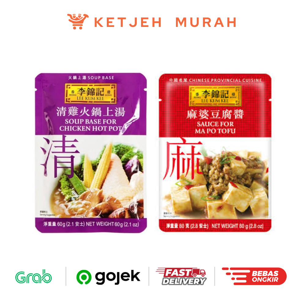 

LEE KUM KEE Sauce Soup Base for Chicken Hot Pot Bahan Dasar Sup Ayam 60 gram / Sauce fot Ma Po Tofu 80 Gram