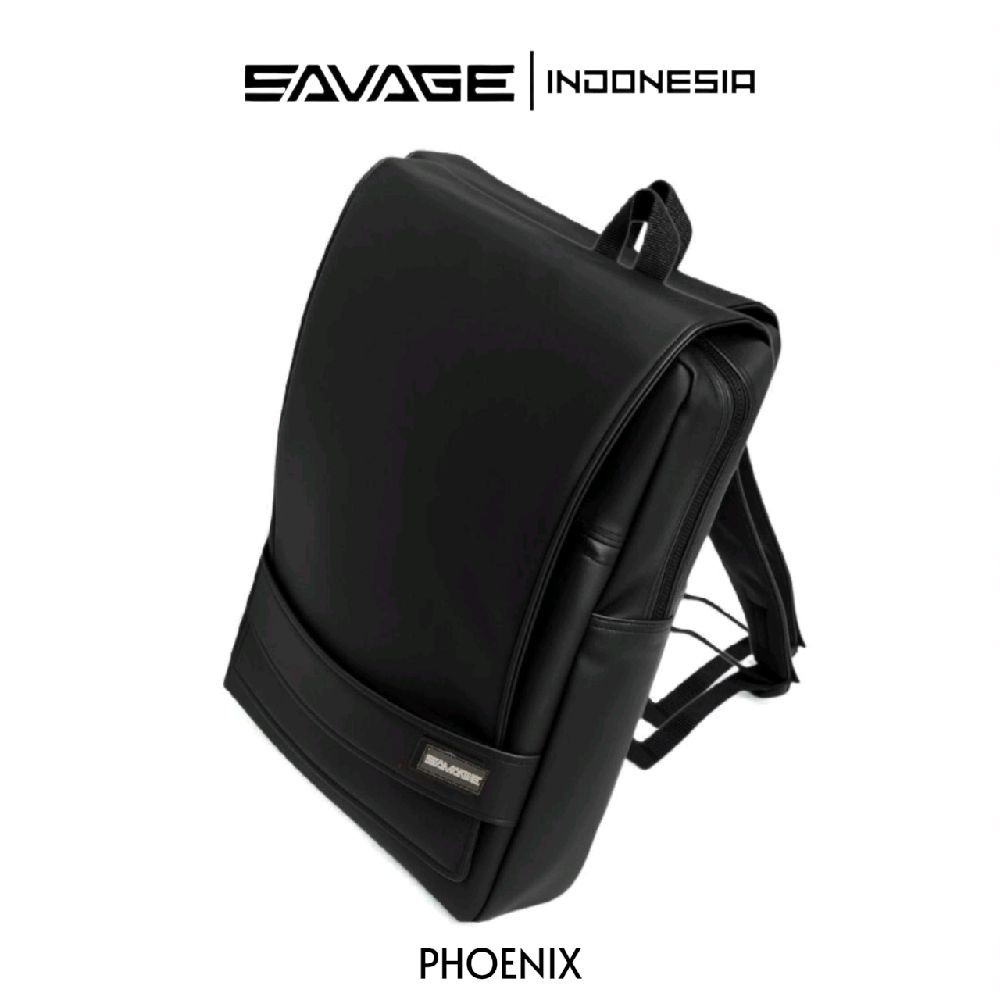 SAVAGE PHOENIX Ransel Backpack Laptop Super Slim Pria Wanita Sekolah Kerja Kuliah Hitam