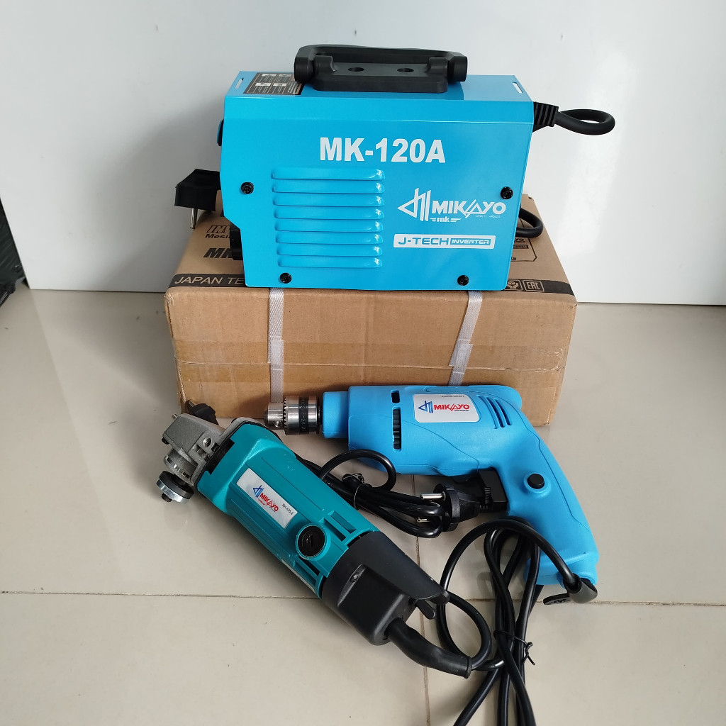 PAKET BIRU MAKITA (3in1) Mesin Las Listrik 450 watt MMA 120A IGBT 450 watt  + Mesin Gerinda 4inch + 