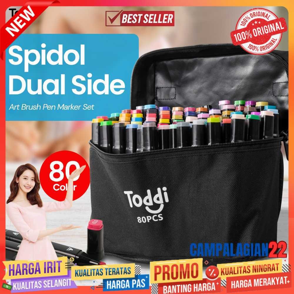 

Toddi Spidol Dual Side Fine Art Brush Pen Art Marker Set 80 Color - HL270