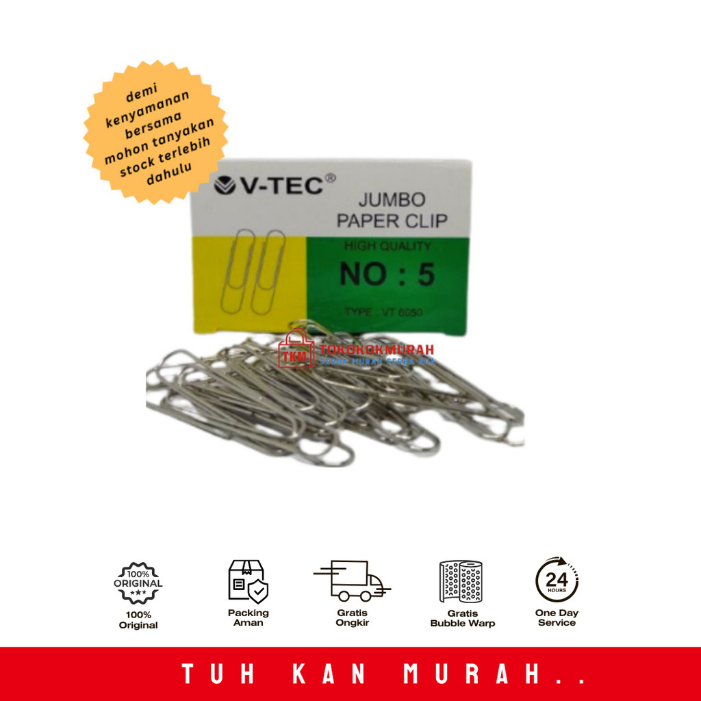 

V-TEC TRIANGLE PAPER CLIP VT-6050 NO. 5 / PCS