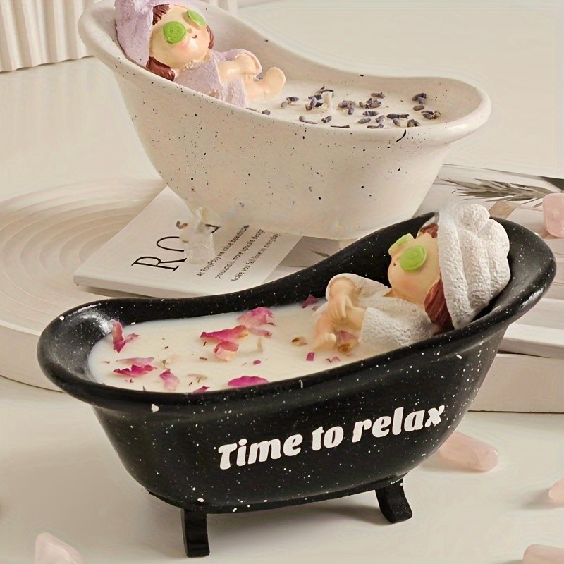 

1pc Silicone Bathtub Candle Jar and Wax Storage Box Resin Mold - DIY Aromatherapy and Jewelry Container for Home Decor