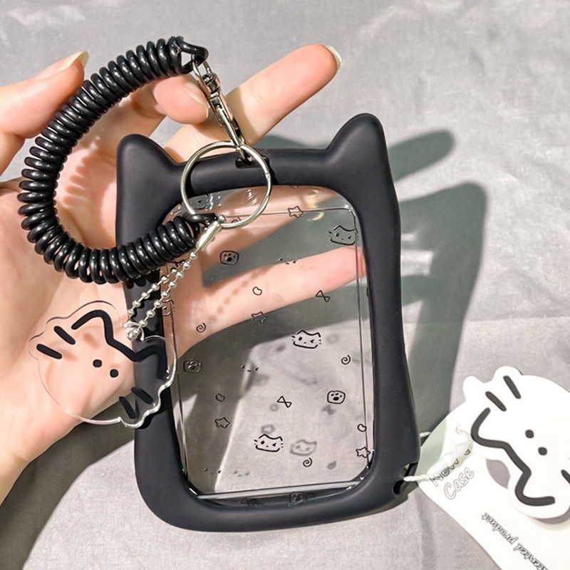 

Cat Ear Photocard Holders Cute Photo Frame Student Campus Meal Card Cover Backbag Pendant Ornament Keychain ID Card Holder