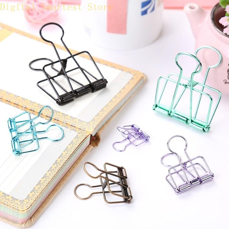 

85AA 14 Pcs Hollow Out Paper Clips Long Tail Binder Clips Stationary Clamps 19/32/51mm Paper Clamps Document Clips