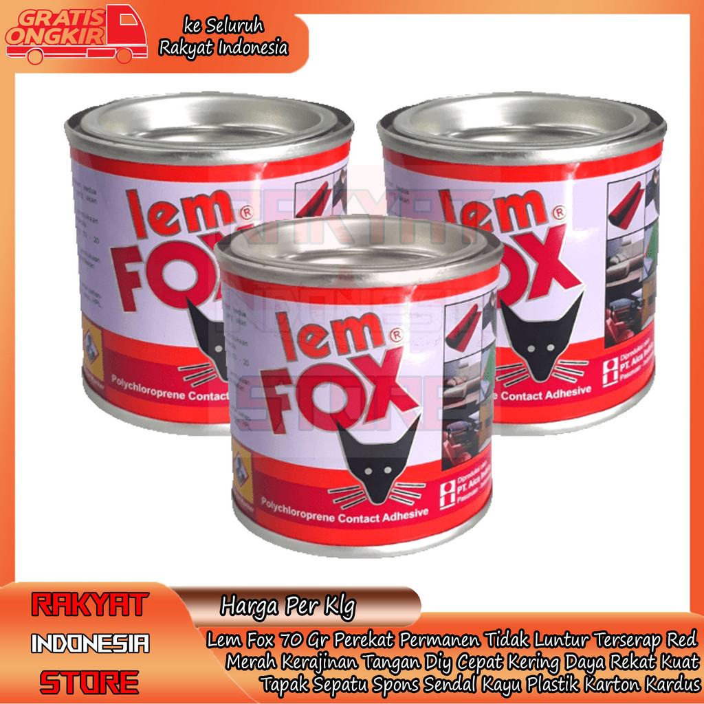 Fox Lem Kaleng 70gr Serbaguna Busa Spons Vinil MDF Karet Kain Kardus Papan Triplek Pelastik Kaca Pan