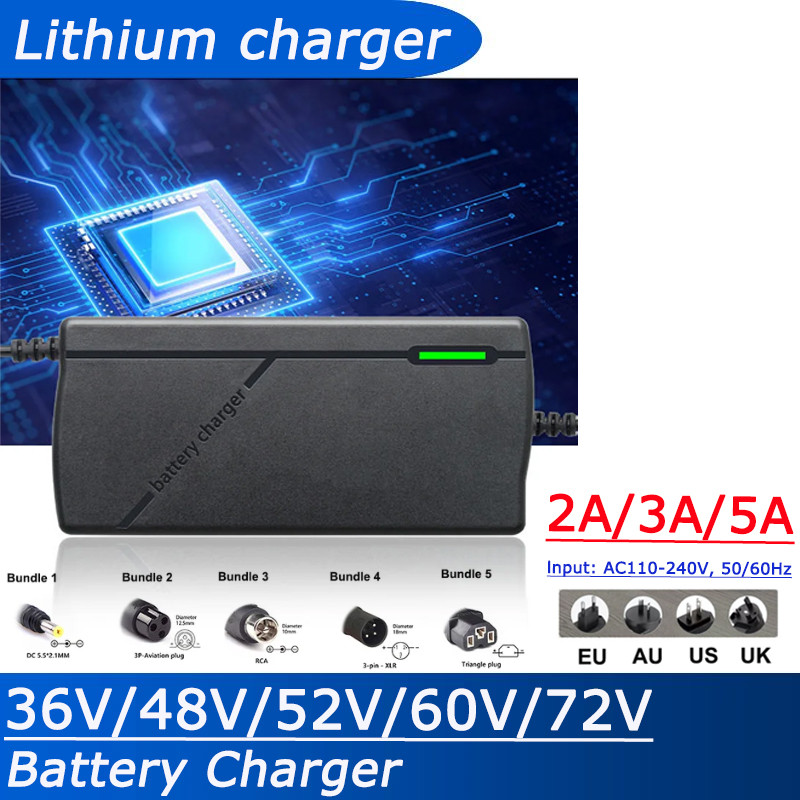 36V 48V 60V 72V  Charger 2A 5A 10S 13S 16S Lithium-ion Battery Pack Charger Ebike Scooter 54.6V 42V 