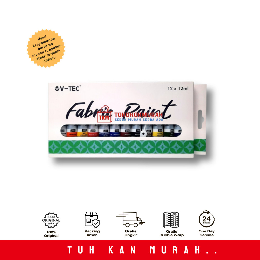 

V-TEC FABRIC PAINT 12ML 12 WARNA