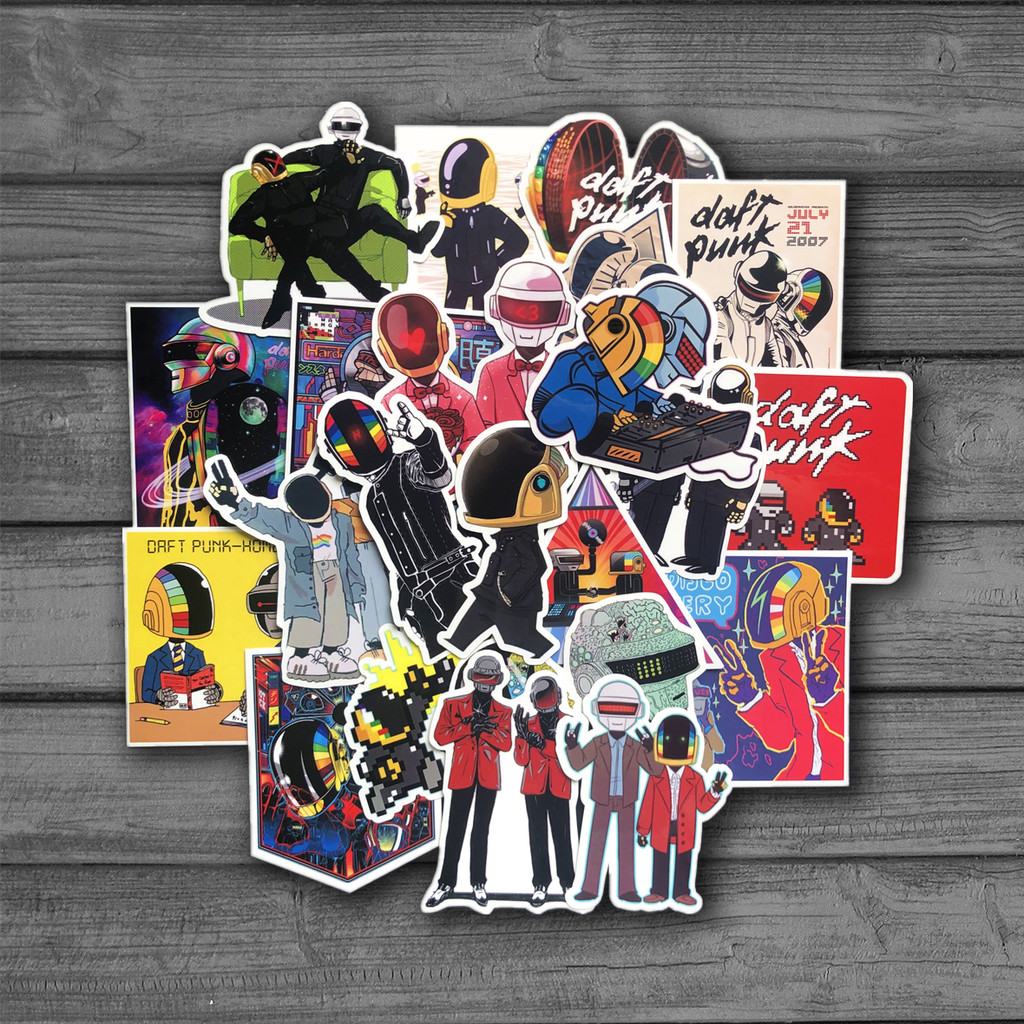 

22Pcs High Quality Daft Punk Chibi Cartoon Pvc Waterproof Kids Stationery Toy Stickers for Laptop Luggage Skateboard Guitar Bike