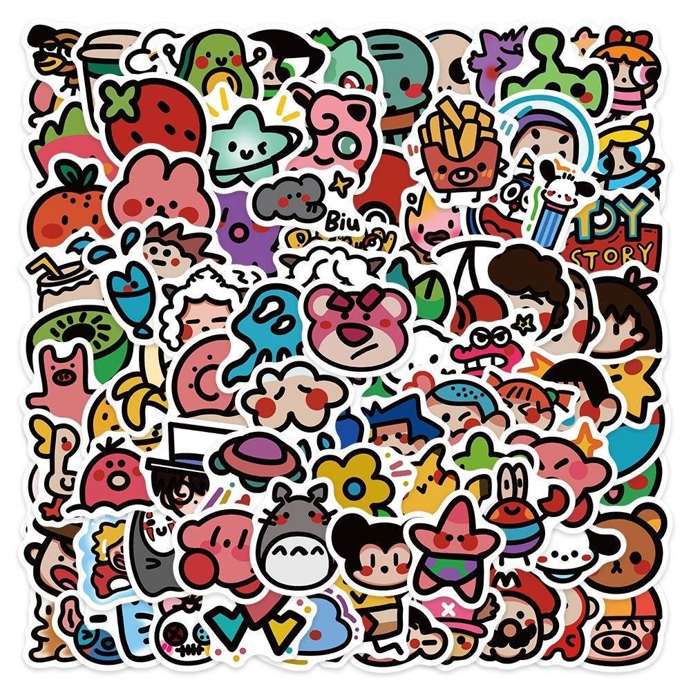 

90Pcs Cute Mixed Anime Oldschool Stickers Kid Toys Skateboard Laptop Bike Car Phone Stationery Cartoon Stickers Children Gift