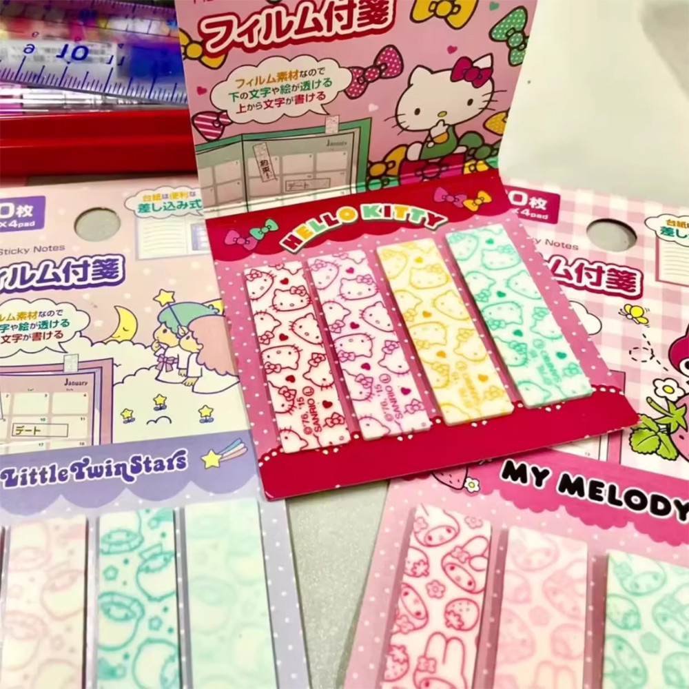

80pc kawaii Cartoon MyMelody Memo Pad Self-Adhesive Label Student HelloKitty Index Message Sticky Not Stationery Office Supplies