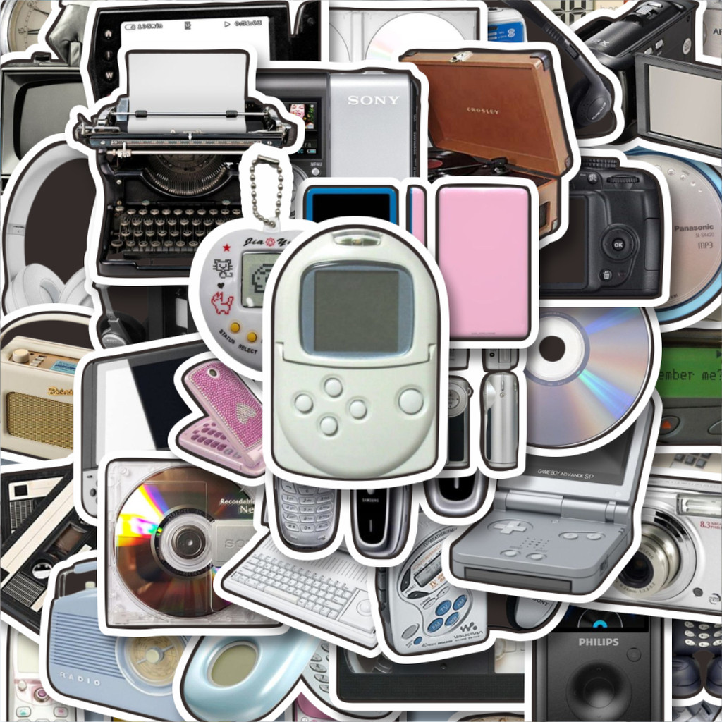 

100PCS Lucu Stiker Seri Perangkat Teknologi Vintage Mix 1 Stiker Aesthetic Stiker Anti Air Stikers Berperekat Waterproof sticker decal buat Motor Helm Buku Journal Koper Casing HP Laptop Botol Minum Hadiah anak