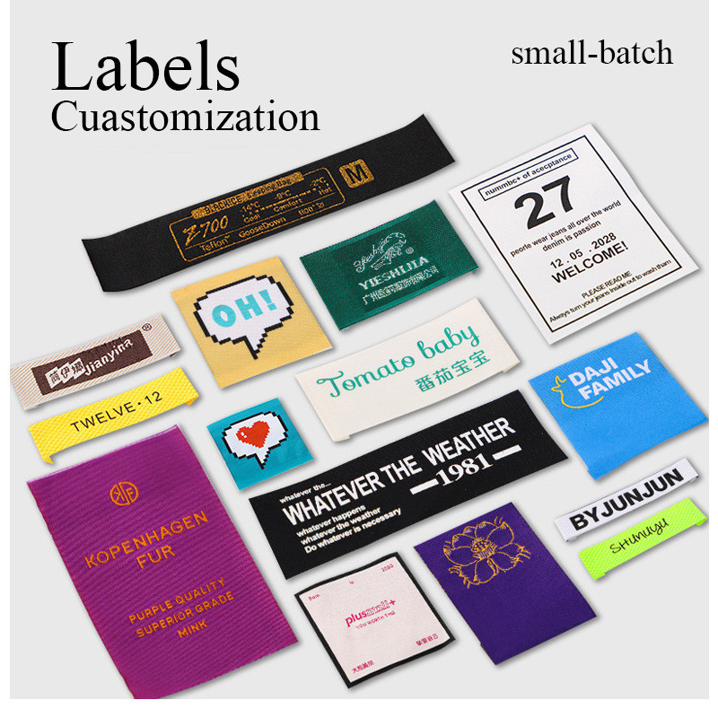 

Large Size Folded Labels Customized High Quality Brand Logo High Density Garment Collar Labels Luxury Garment Woven Labe