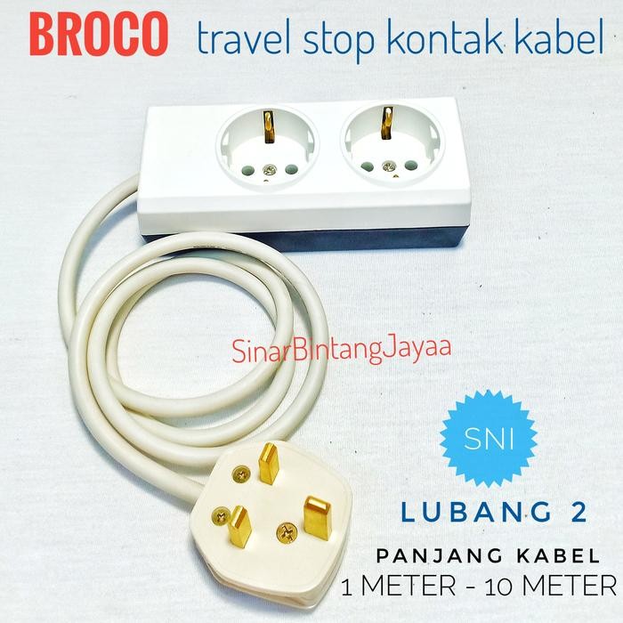 BROCO Kaki 3 ADAPTER KONVERTER Traveling Colokan Listrik UMROH Haji - S/K LUBANG 2, KABEL 1 METER