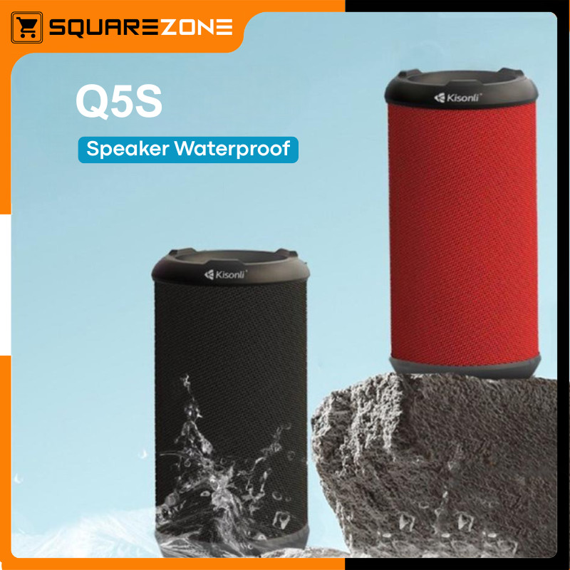 Speaker Bluetooth Kisonli Q5S Speaker Portable Bluetooth Dual Bass Support FM Radio TF AUX