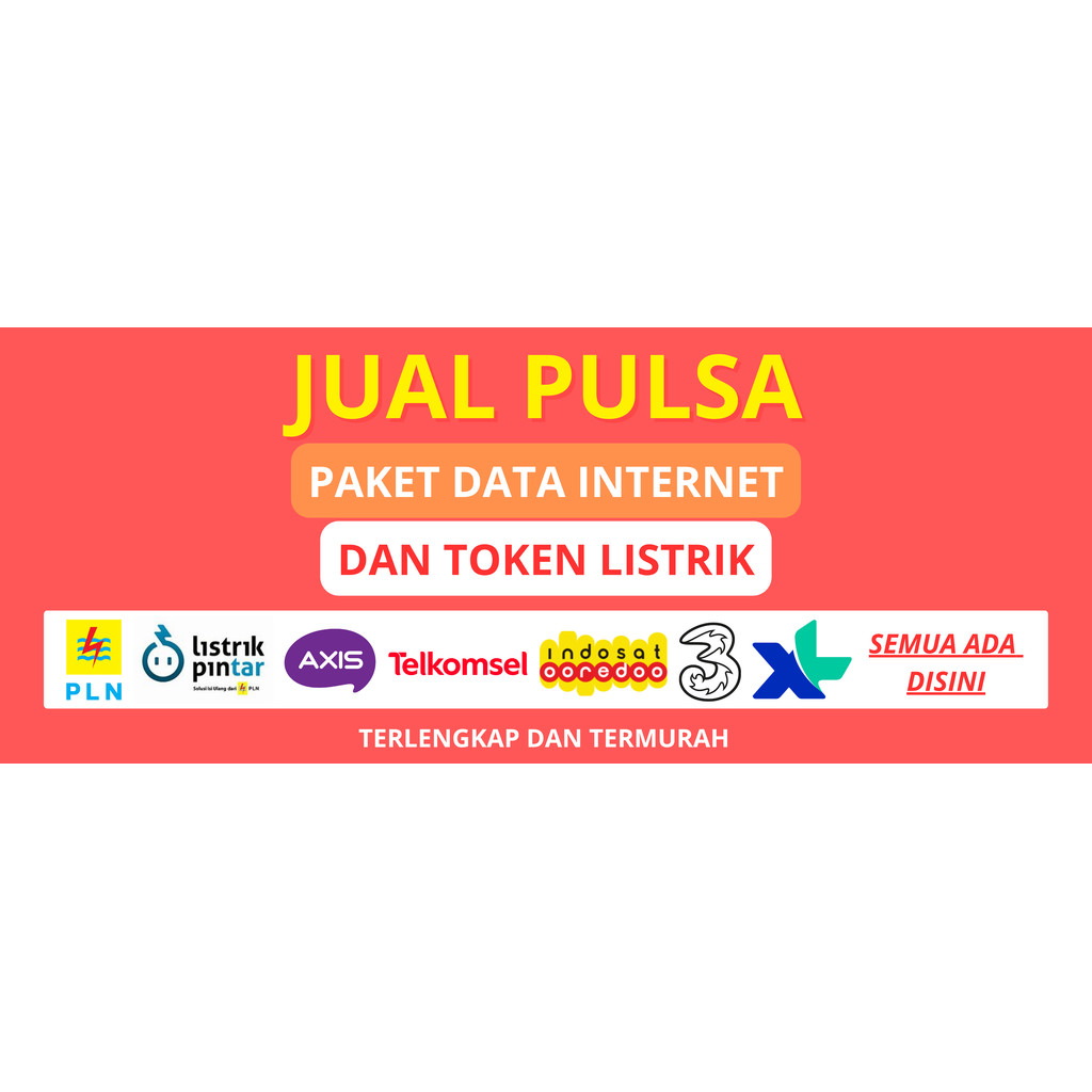 Spanduk Konter Jual Pulsa & Paket Data Panjang | Banner Konter Pulsa, Paket Data & Token Listrik | U