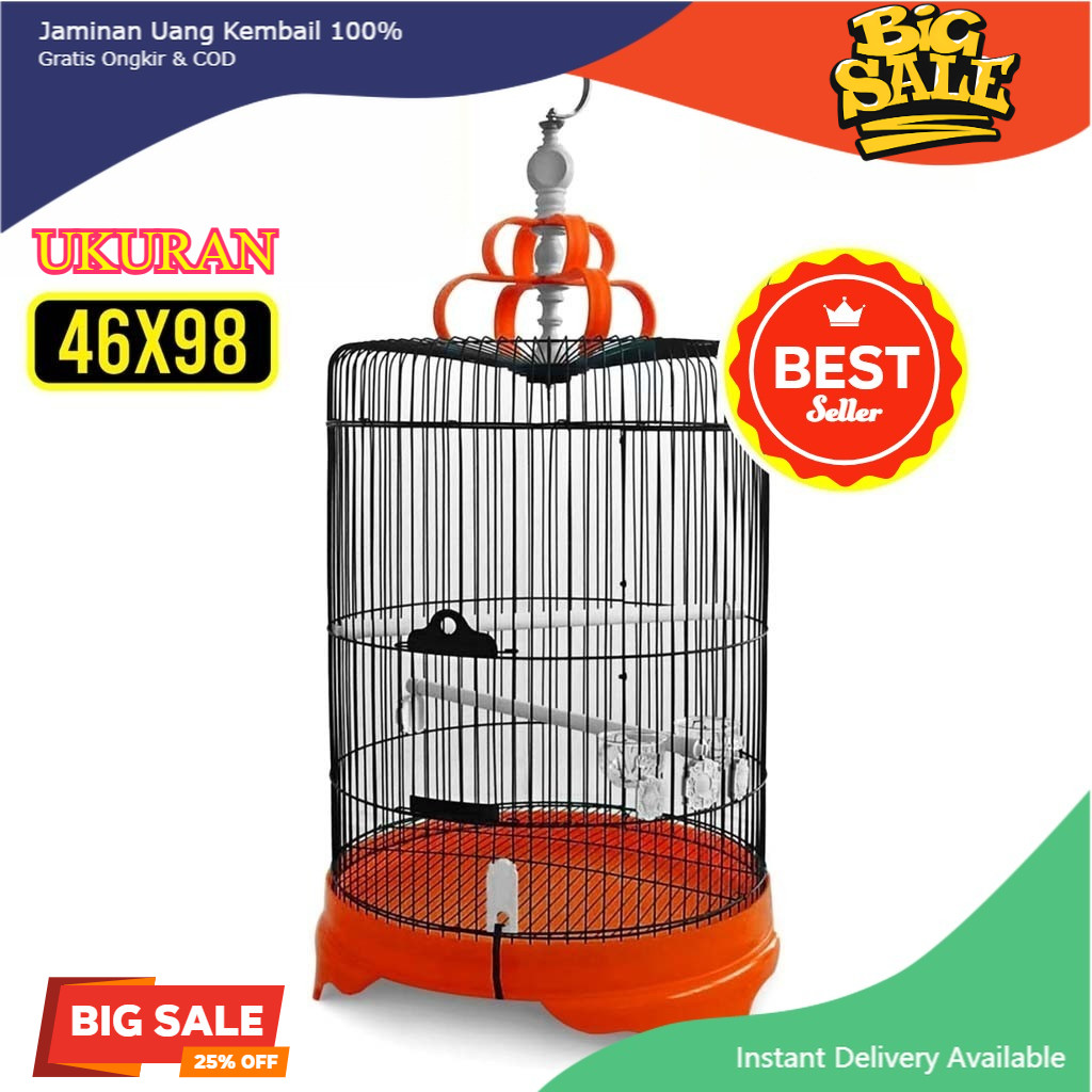 Sangkar Murai Jumbo Fullset Diameter 46 Cm Kandang Burung Murai Poksay Kacer Cucak Ijo Besi Import T