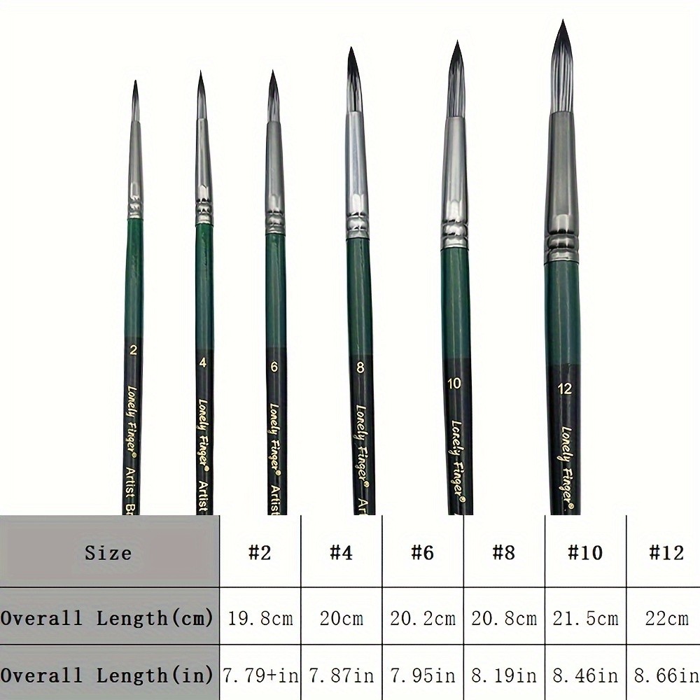 

6pcs Artist Watercolor Paint Brushes, Round Pointed Tip Paint Brushes Set, Different Sizes Detail Paint Brush for Watercolor