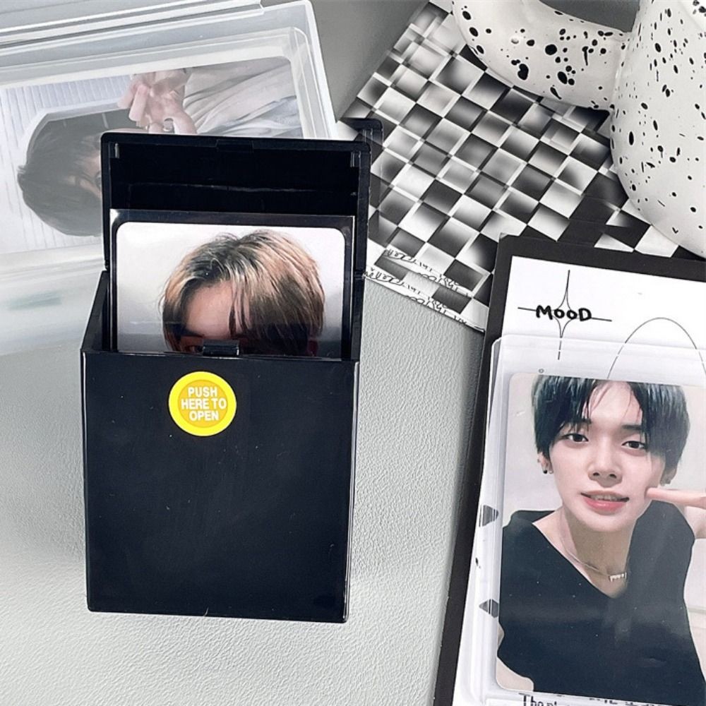 

White Black Photocards Storage Box Transparent Kpop Idol Photo Card Holder Container Card Sleeve Portable Album Case