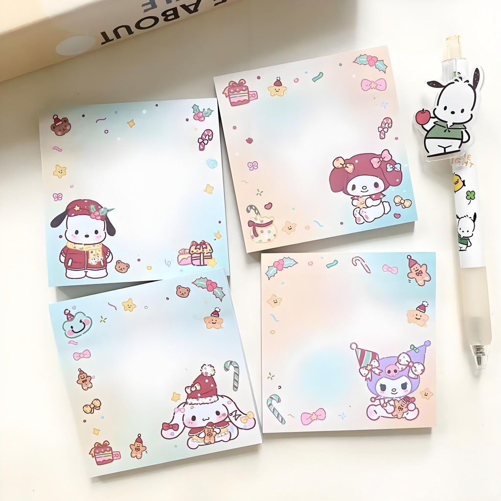 

50 Sheets Sanrio Memo Pad Sticky Notes Cute Melody Pochacco Kuromi Stationery Label Notepad Planner Sticker Post School Supplies