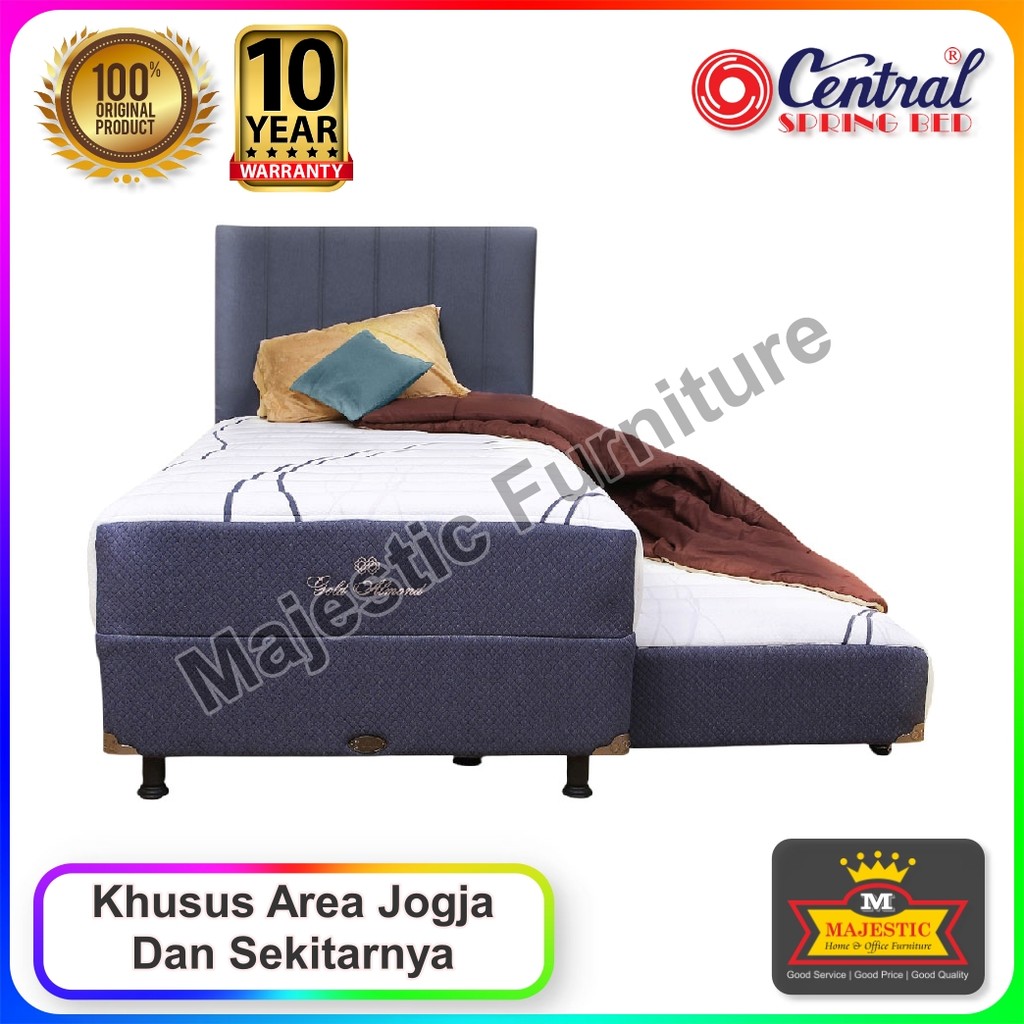 Set Spring Bed 2-in-1 Central Gold Almond - Dakota - 90/100/120/ - Jogja (Garansi 10 Tahun, Feel Med
