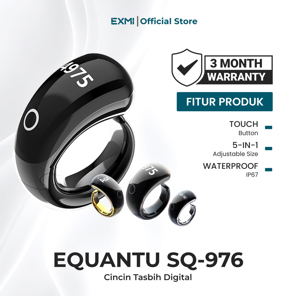 Equantu Zikr Ring Flex SQ-976 | Tasbih Digital | Cincin Tasbih Digital | Cincin Zikir