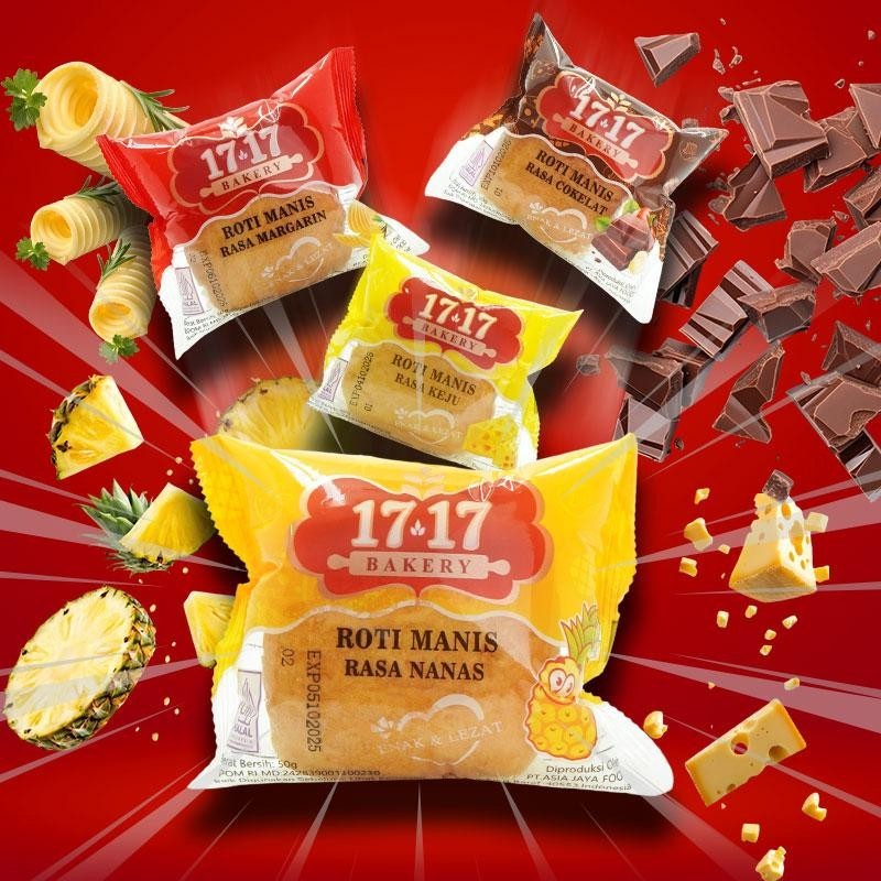 

Combo 5 dan 10 | 17.17 Roti Manis Aneka Rasa Tersedia varian rasa Coklat, Nanas, Margarine, Keju