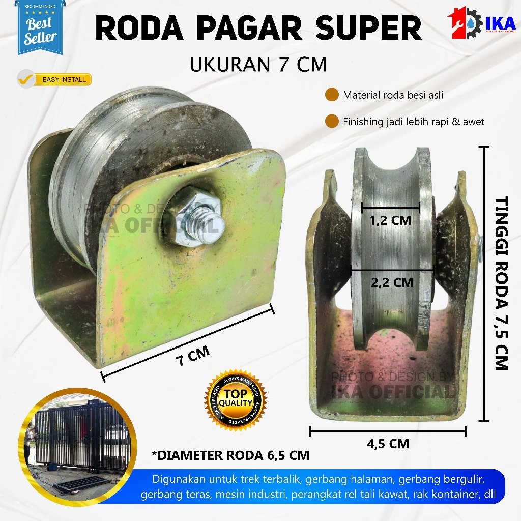 Roda Pagar U Besi Roda Gerbang Pagar / Roda Rel Pintu Sliding Roda Pagar Dorong Roda Rel Pintu Geser