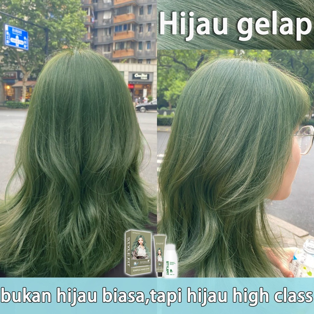 【Terlihat cerah dan muda】Cat rambut Hijau olive 200ML Cat rambut fashion profesional(cat rambut,cat 