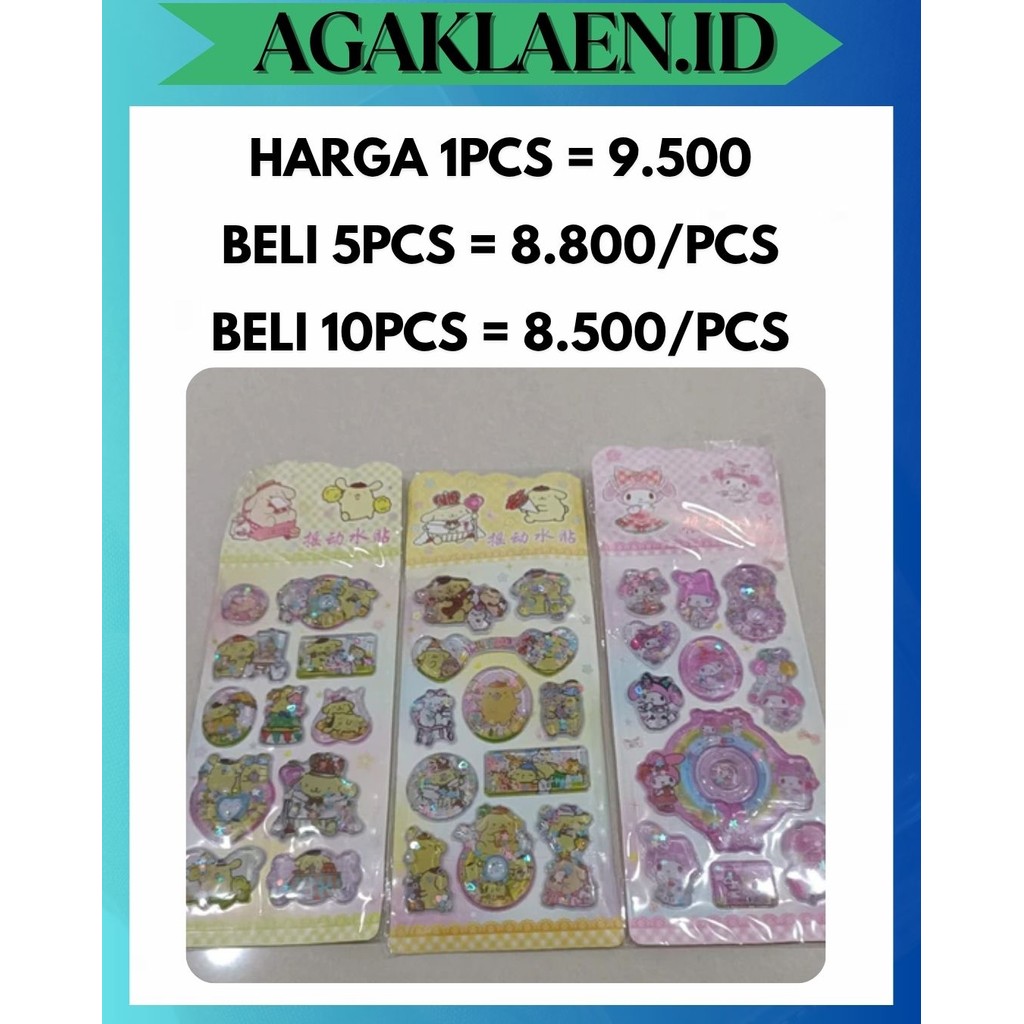 

AL STICKER 3D WATER GLITTER KARAKTER 1 PAPAN SEKITAR 9 - 12 PCS STIKER CUTE DAN UNIK
