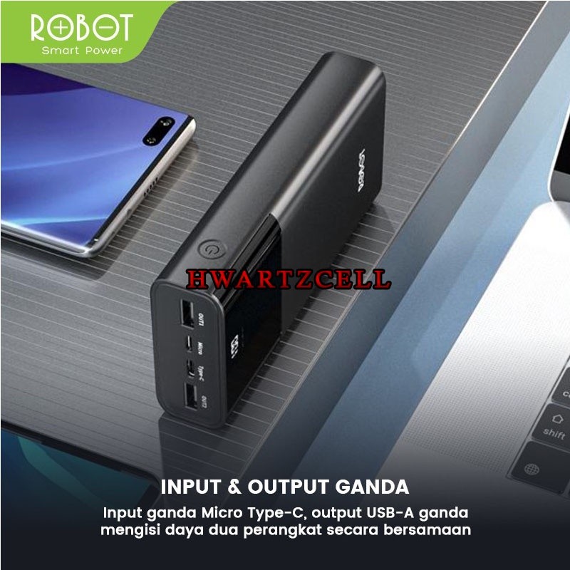 JAMIN MURAH Powerbank ROBOT RT22 RT23 20000mAh - Dual Input Output Power Bank 20000 mAh WITH PD GARA