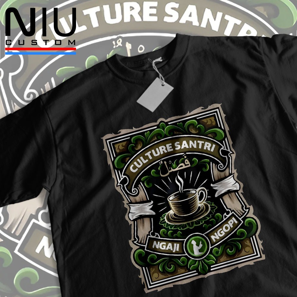 Kaos Santri Ngaji Ngopi - Baju Santri Salafy Distro Keren Terbaru Atas Pria Wanita - Tshirt Nyantri 