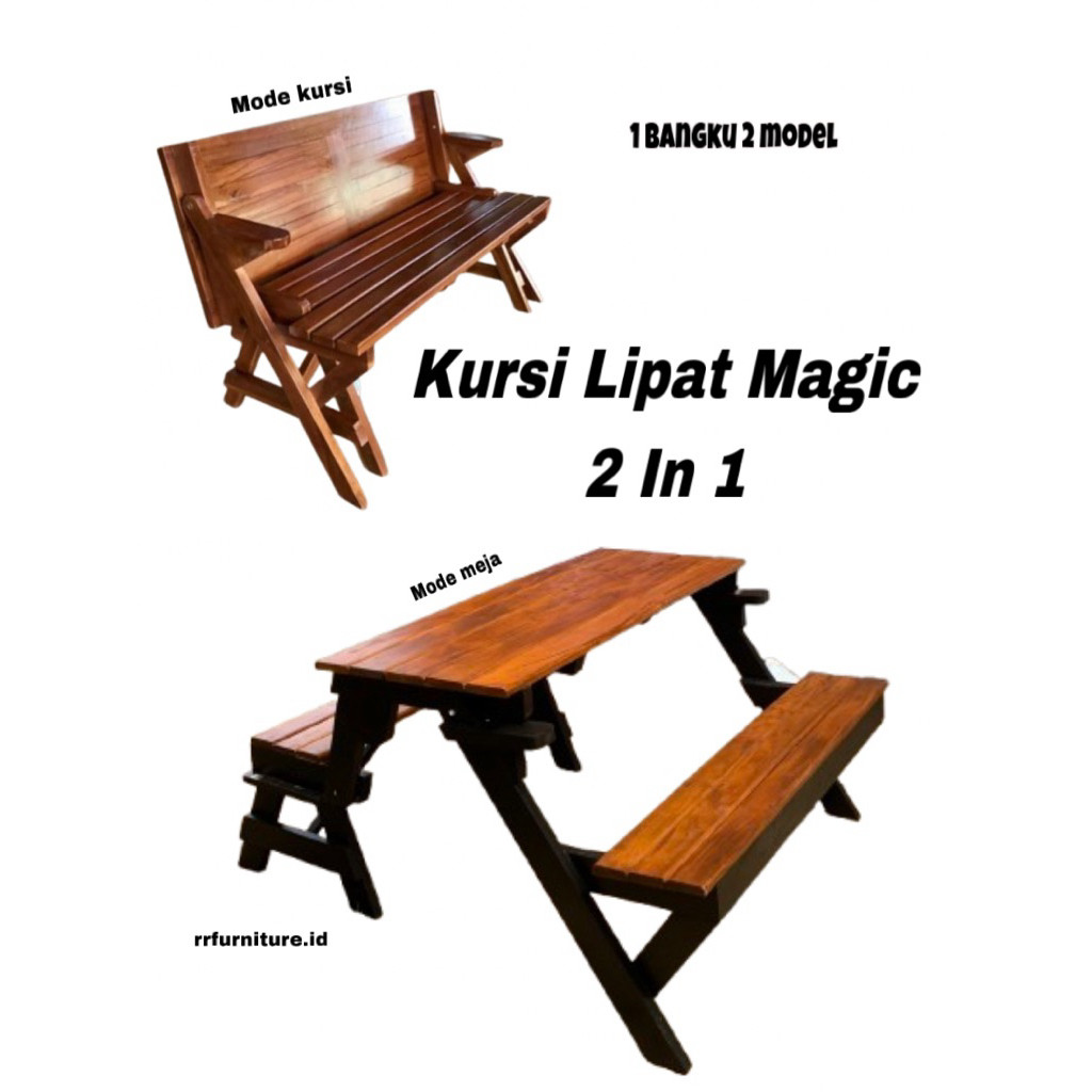 Kursi Magic Lipat Bisa Jadi Meja 2 In 1 / Kursi Taman / Meja Taman / Kursi Lipat / Meja Cafe / Meja 
